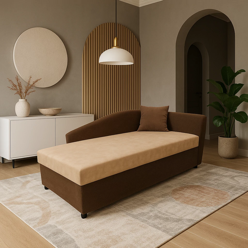 MILAN saroktámlás heverő 90 x 200 cm fekvőfelülettel | Sötétbarna - Világosbarna színkombinációban