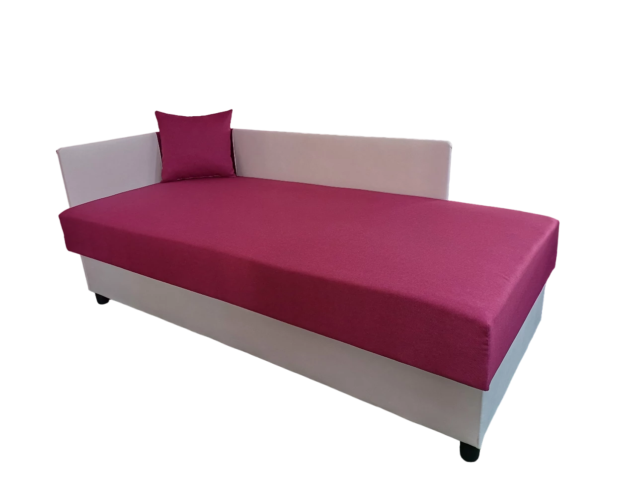 PINKY saroktámlás heverő 90 x 200 cm méretben, rugós fekvőfelülettel | Pink - Fehér színkombinációban