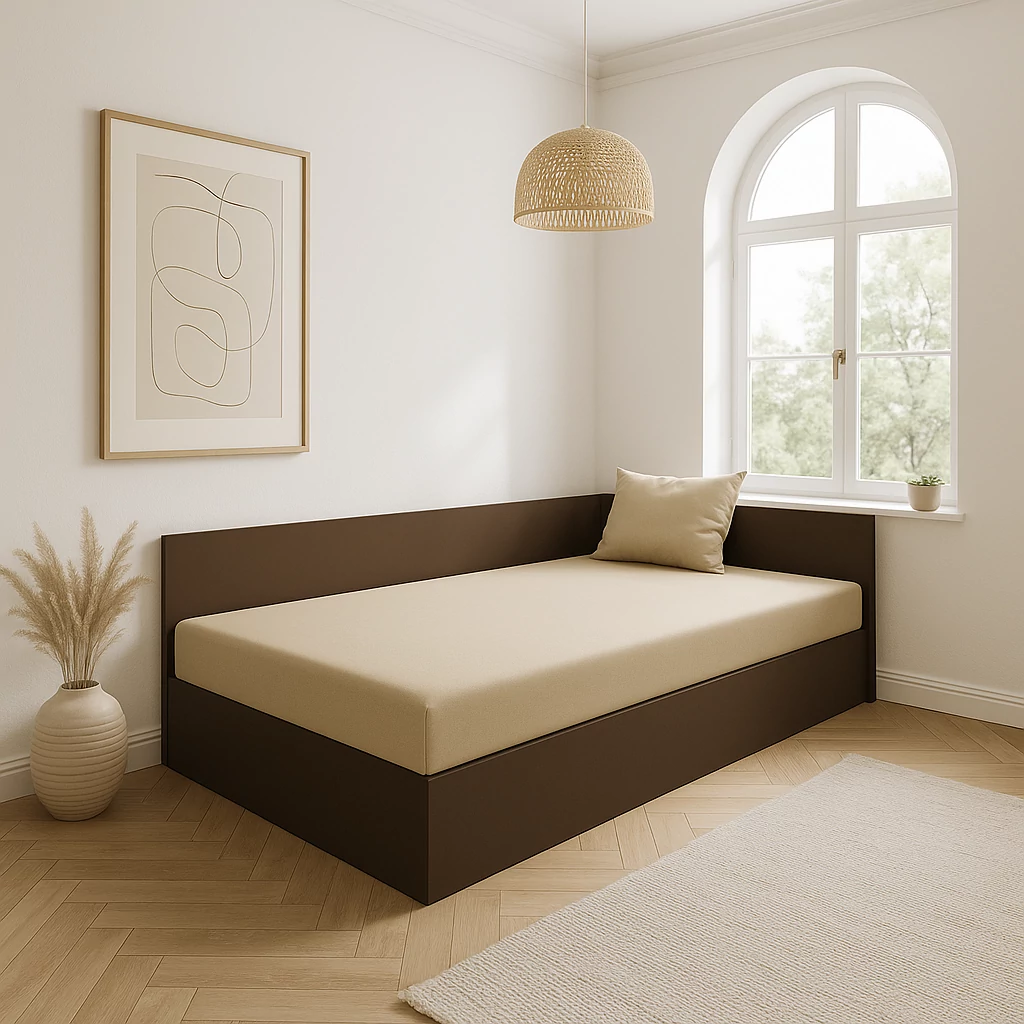 TOKIO saroktámlás heverő 90 x 200 cm fekvőfelülettel | Sötétbarna - Világosbarna színkombinációban