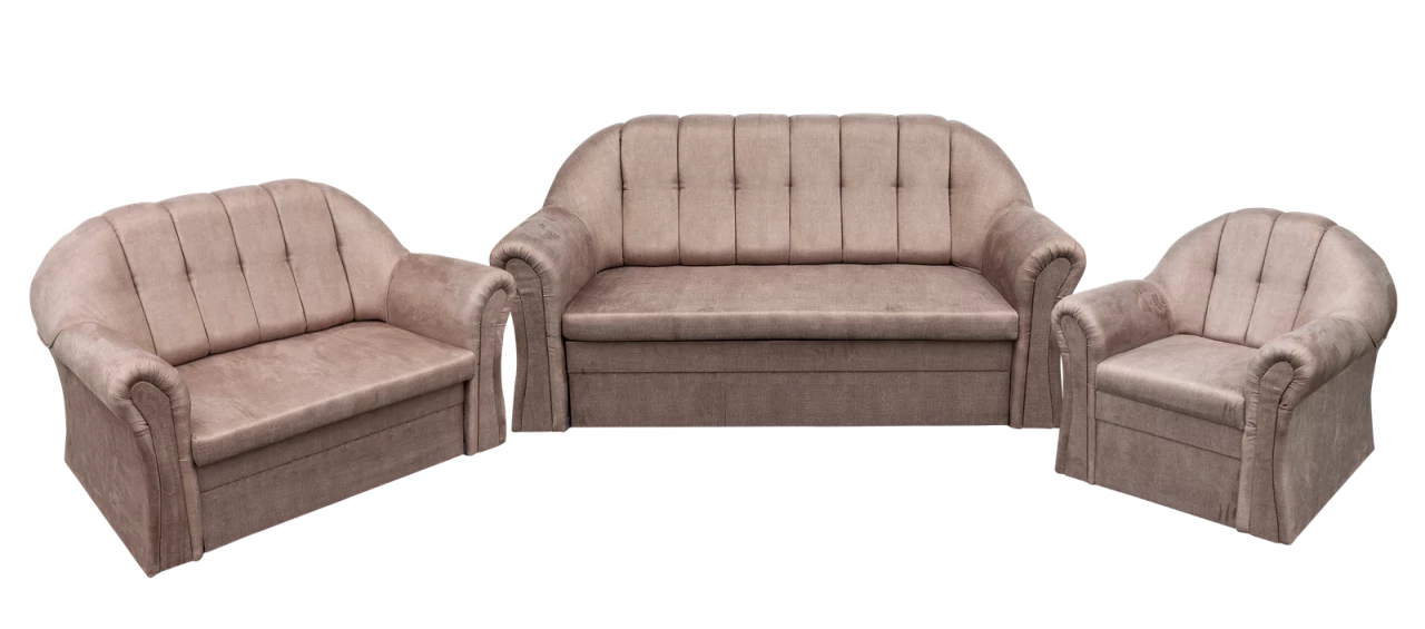 ALIZ 3+2+1 ülőgarnitúra, ágyazható és ágyneműtartós 2-es és 3-as kanapéval | Világosbarna színben