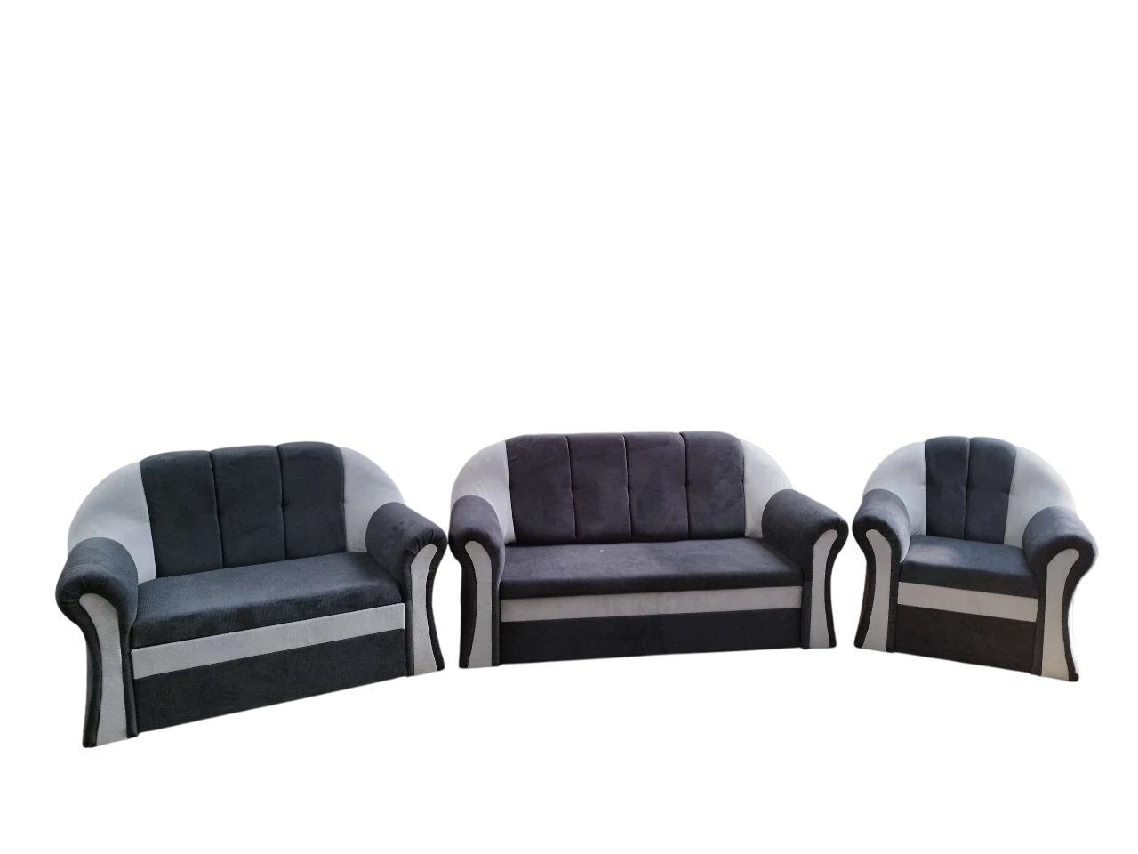 ANITA 3+2+1 ülőgarnitúra, ágyazható és ágyneműtartós 2-es és 3-as kanapéval | Sötétszürke - Világosszürke színkombinációban