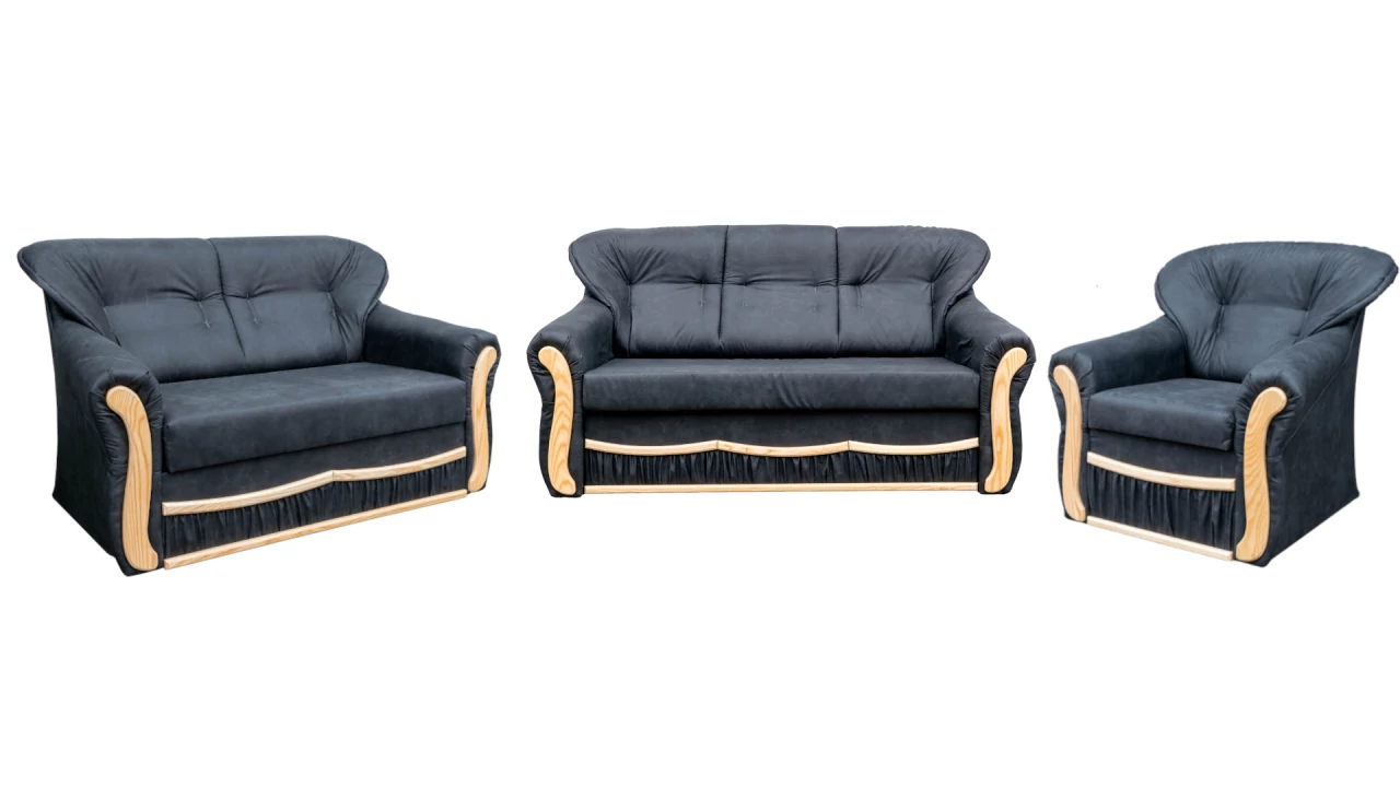 PRESIDENT 3+2+1 ülőgarnitúra, ágyazható és ágyneműtartós 2-es és 3-as kanapéval | Fekete színben